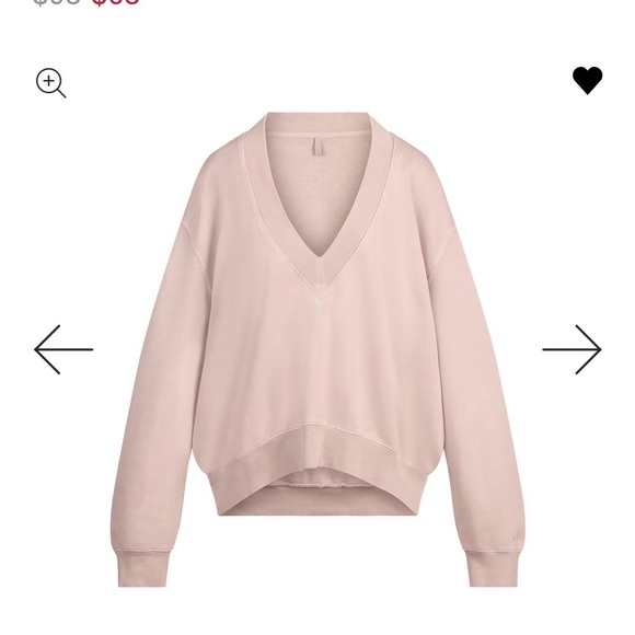 SKIMS NEW Boyfriend Fleece V Neck Pullover NWT - Picture 3 of 5